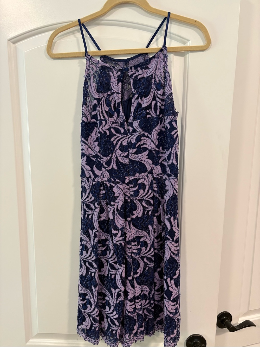 Francesca's Collections Lavender and Navy Lace Mini Dress - Picture 7 of 9